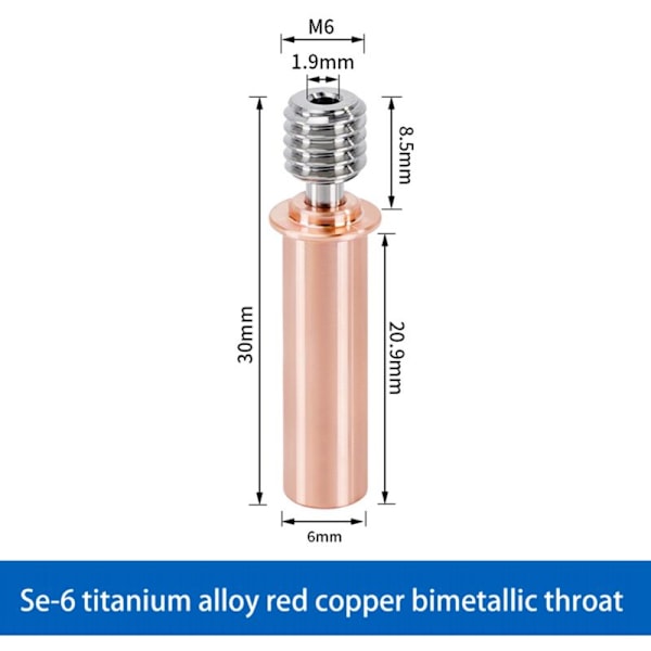 3D-tulostimen osat SE-6 titaaniseos ja bimetallilämmitinlohko lämpöleikkaava kupari tulostimelle