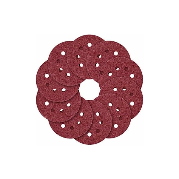 Slibeskiver, 5\" (125 mm) 8 huller Krog- og løkke, 40 60 80 100 120 150 180 240 320 400 600 800 Blandet korn sandpapir (Pakke med 120)