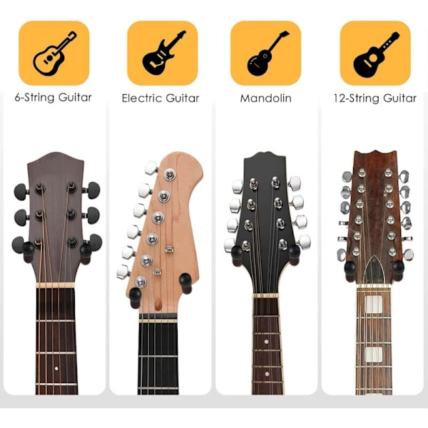 2-pakks Gitarthenger, Henger i Hardtre for Gitar på Veggen, Roterbar Gitarthenger med Skruer, V-Formet Gitarthenger for Akustisk og Elektrisk Gitar