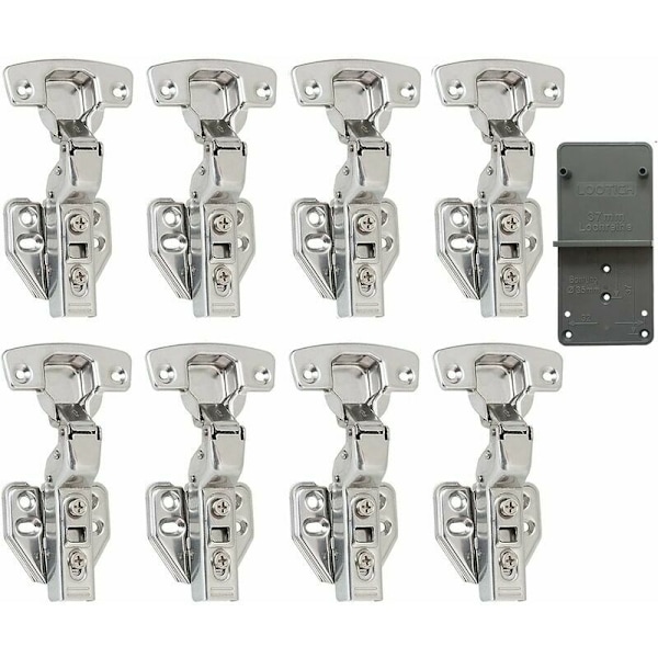 110 Graders Clip-In Utdragbara 35mm Mjukstängande gångjärn med Hydraulisk Dämpare Självstängande Dämpade Gångjärn för Köksdörrsskåp 8-pack