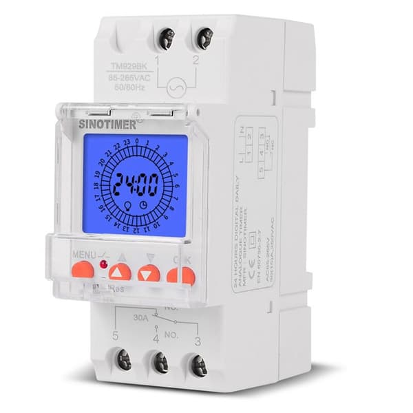 TM929BK 24 Timers Smart Analog Timer Switch Bakgrunnsbelyst 85-265V 30A