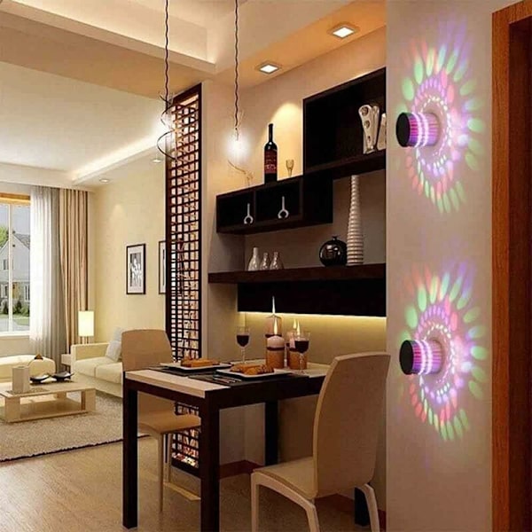 Spiral LED-vägglampa i aluminium Dekoration Sovrum Veranda Entré Hall Tak Vardagsrum 3W Atmosfärslampa RGB färgad belysning med fjärrkontroll