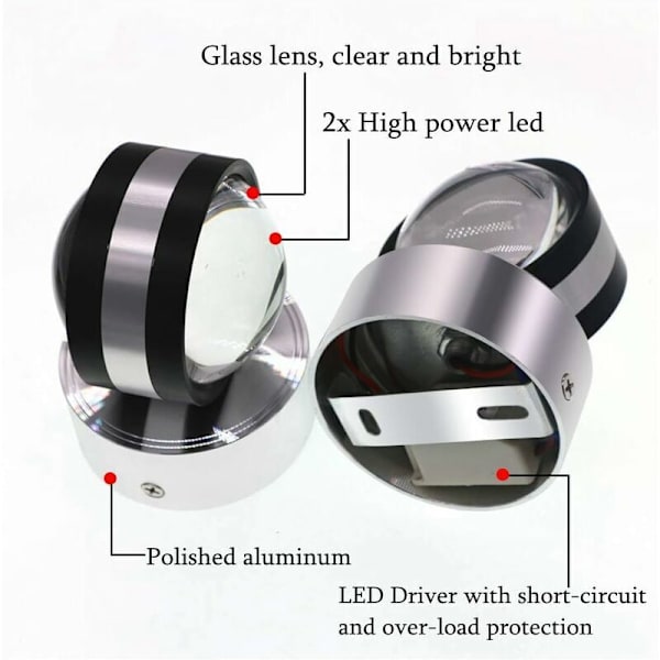 6W LED Indendørs Vægskinne Dekorativ Lampe Moderne Kreativ Original Belysningsdesign Aluminium Lys til Soveværelse Hjem Gang Stue Varmt Hvid [E