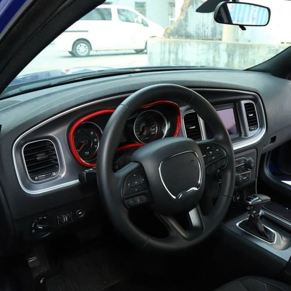 Dashboard Meter Panel Ramme Cover Trim Interiør Dekoration Tilbehør til Charger 2015-2021 (Rød)