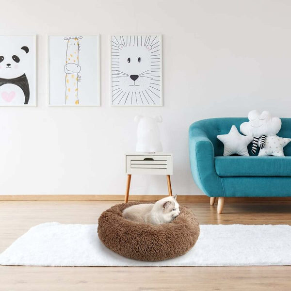 Donitsi-koiran ja -kissan peti, pehmeä plushipehmuste, liukumaton konepesu, itsestään lämpenevä lemmikkipetti - parempi uni kissoille ja pienille ja keskikokoisille koirille (useita kokoja