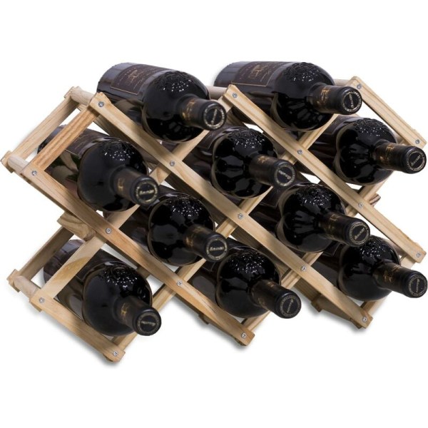 Stackable wooden wine rack to hold 10 bottles 45