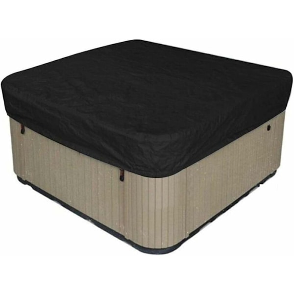 Firkantet Spa Dæksel til Spa, Rektangulært Havebadekar Dæksel lavet af 210D Oxford Klud Vind- og UV-resistent (244x244x30cm, Sort)
