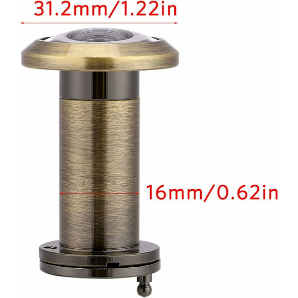 Dörrkikare, 200° mässingskikare med övervakningslock för montering i 35 mm-60 mm dörrblad (2 st, frostat guld)