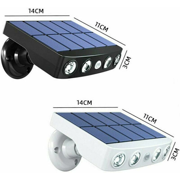 LaBlanc Solcelled Sikkerhetsvegglampe med PIR Bevegelsessensor, IP65 Vanntett, 360 Graders Rotterbare Spotlight, Utembelysning for Hage, Hage