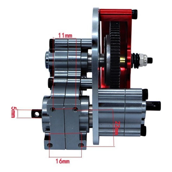 CNC-metallivaihteisto kääntövaihteistolla Axial SCX10 I II 1/10 RC-mallinnuksen päivitysosille, 1