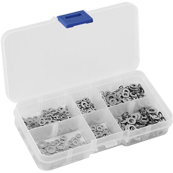 500 st/set rostfria platta brickor tätningsbricka sortiment kit M1.6 M2 M2.5 M3 M5