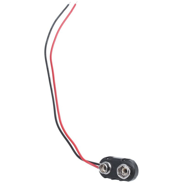 5 stk. sort plastik etui 14,99 cm dobbeltkabel stik 9 V genopladelige batterier