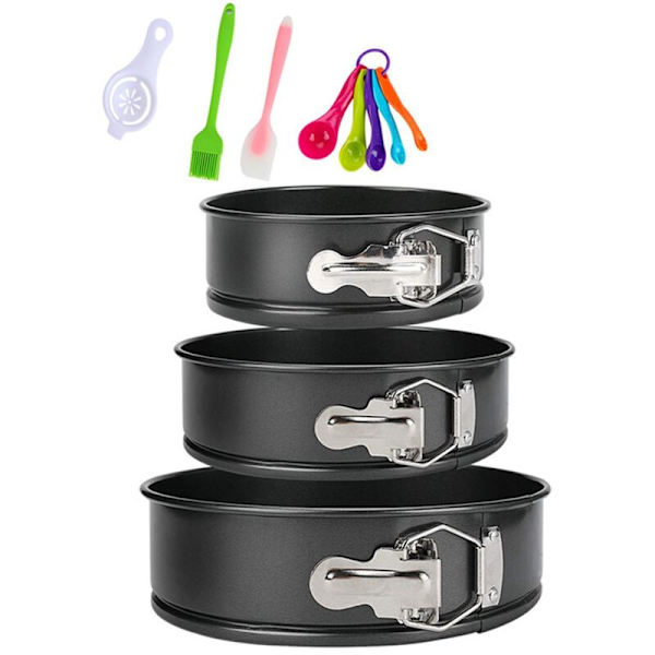Set med 3 kakformar (4/7/9 tum) för bakning - 3-lagers kakformar med non-stick-beläggning