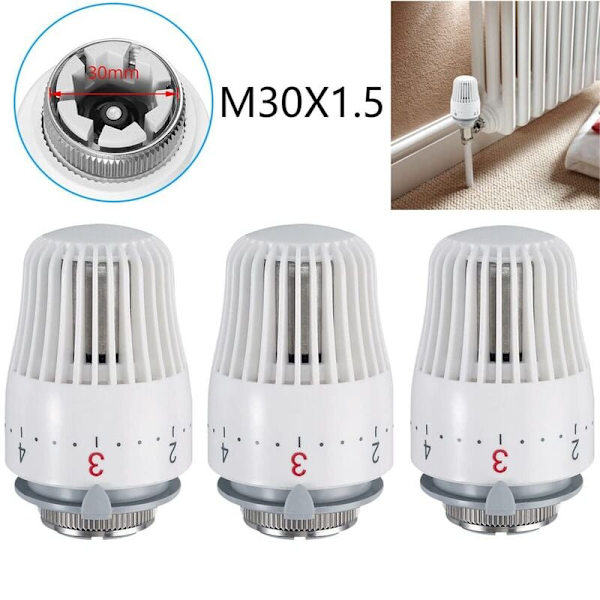 4-pack termostathuvud, ersättningshuvud för M30 x 1,5 radiatorventil, termostathuvud för radiator