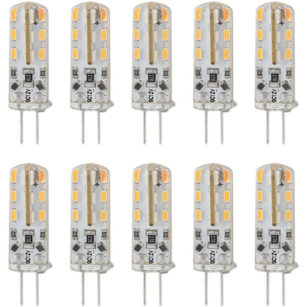 10 stk. G4 LED Pære 1,5W DC12V Varmt Hvid 3000K 110LM Bi-Pin LED Pærer til Skabbelys Have