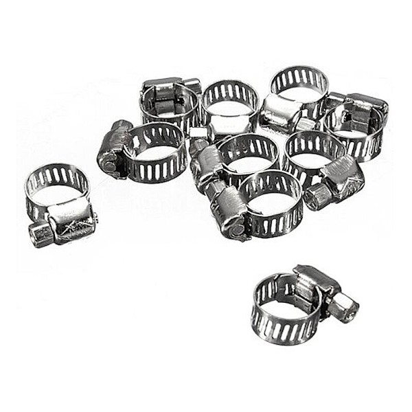 10 x Stångklämmor Bandbredd 8-12mm Slangklämmor