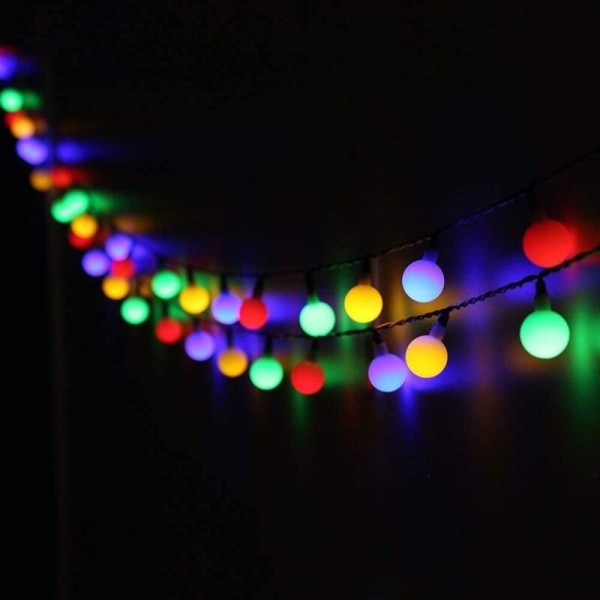 Kampanje, solcelledrivne lysslynger, 100 LED 12m utendørs og innendørs fargede lysslynger IP65 vanntett 8 moduser, lysende kuler pen dekorasjon for jul