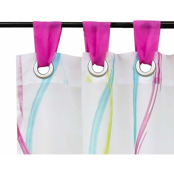 Gardinkappa Transparent voile bistrogardin med bältesöglor, vågmönster H/B 60/90 cm, färgad rosa