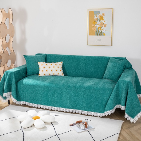 Slitesterkt grønt sofatrekk for 3-puts sofa, mykt og elegant sofatrekkteppe for hvilestol, vaskbar kjæledyrsofabeskytter for boho sofa i stuen