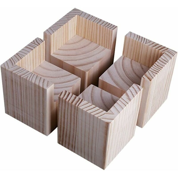Sæt med 4 Møbelløftere Træ Møbelforhøjere, Kontor Seng Forhøjer Møbelløftende Fødder Fødder Op til Seng Bord Bord (Størrelse: 5x5x5cm)