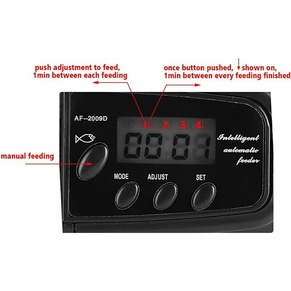 Automatisk fiskmatare, elektronisk akvariematare, digital LCD-display, fiskmatare