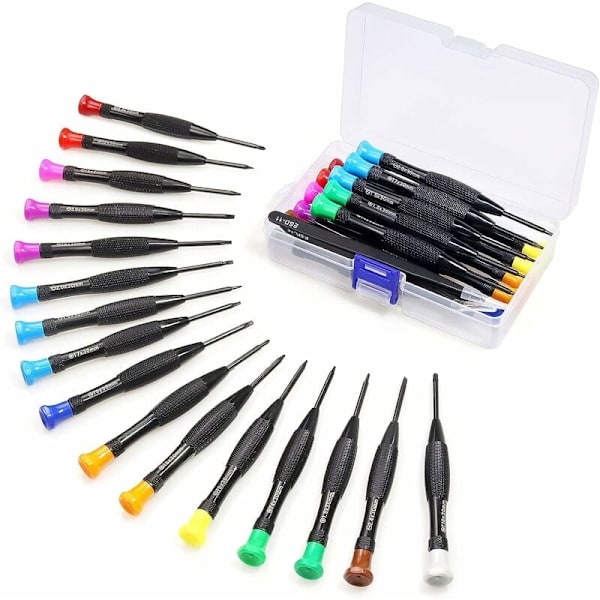 18 deler Torx skrutrekker Mini magnetisk Torx Flathead Phillips Små pinsett Skrutrekkere med T2 T3 T4 T5 T6 T7 T8 T9 T10 for Xbox datamaskin Telefon
