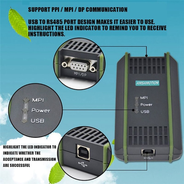 2X USB Programmeringskabel til S7-200/300/400 PLC RS485 Profibus MPI Kommunikation Erstatter 6ES7972-0CB20-0XA0