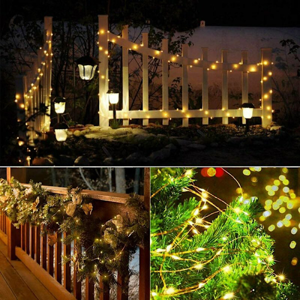LED-ljusslingor Varmvita LED-ljusslingor 2 st 10M 100LED USB Vattentäta Koppartrådsljusslingor med Strömbrytare för Inomhus Utomhus Rum Jul
