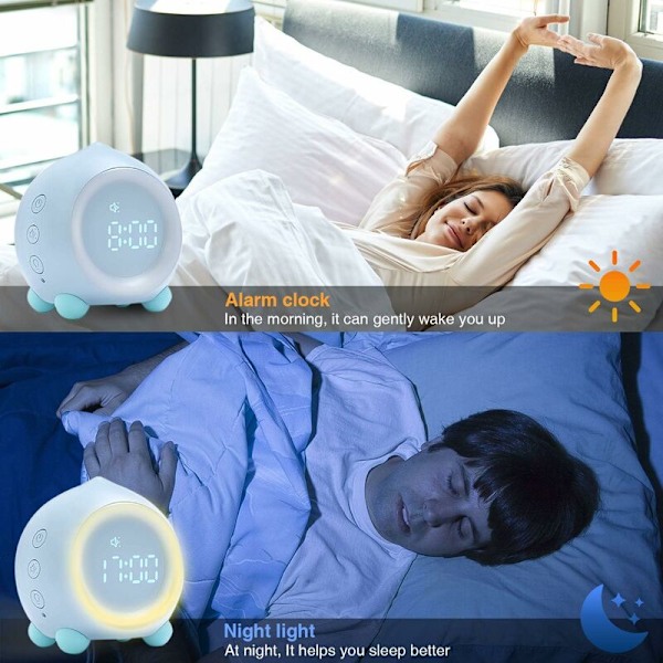 Barnens Ljusväckarklocka med Solljus, Smart Sängbordsmorgonväckarklocka, Pedagogisk Sömnstödsväckarklocka & Nattlampa med Snooze-funktion