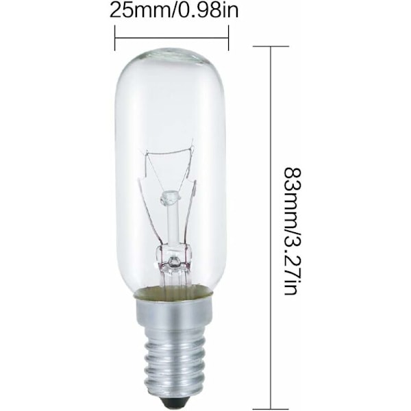 LaBlanc Glödlampa för Spiskåpa E14 40W, T25 230V Glödlampa Varmvit 2700K Dimbar, 4-pack