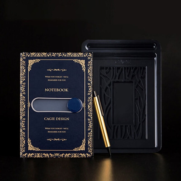 Retro Notebook Professionel A5 Klassisk PU Notebook Dagbog Papirvarer Kreativ Vintage Dagbog Gave (Blå)
