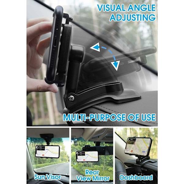 Auton puhelinteline 360 asteen kierto, kojelaudan matkapuhelintelineet Automaattinen auton puhelinteline GPS:lle ja 4-7 tuuman älypuhelimille