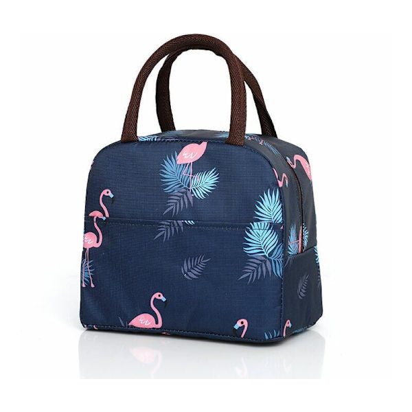 Navy Flamingo Cool Bento Taske Bento Taske Bærbar Isoleret Frokostpose Cool Frokostpose Picnic Tote Taske Isoleret Pungpose Vandtæt Lærred Damer, Sol
