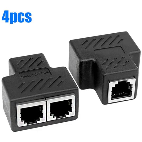 4 stk. RJ45 Ethernet Splitter-stik 1 til 2 Splitter-adapter til samtidig internetadgang