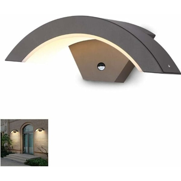 Ulkoseinävalaisin liikeanturilla 12W LED SMD 3000K Lämmin valkoinen Seinävalaisin vedenkestävä IP65 alumiini / Patio terassi puutarha valaisin 29,5cm [Energi