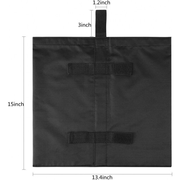 4 stk sandsekker, dobbeltsydde sand til paviljong, benpose for pop-up taktelt, utendørs paviljong, hagemøbler, svart (4 25LBS)