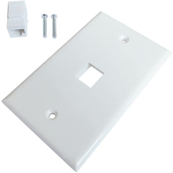 Pakke med 2 1-porters Ethernet-veggplate, veggplate med RJ45-koblingsinnlegg for å
