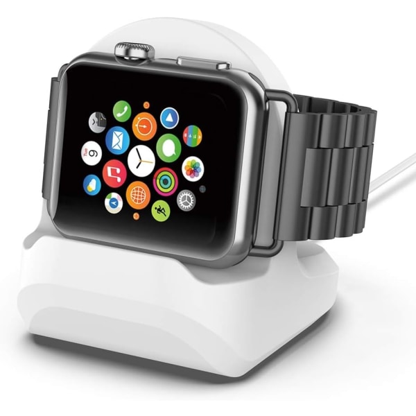 Silikone opladningsstativ Base til Apple Watch Series 1/2/3/4 42mm 38mm 40mm 44mm Ladekabel Hvid