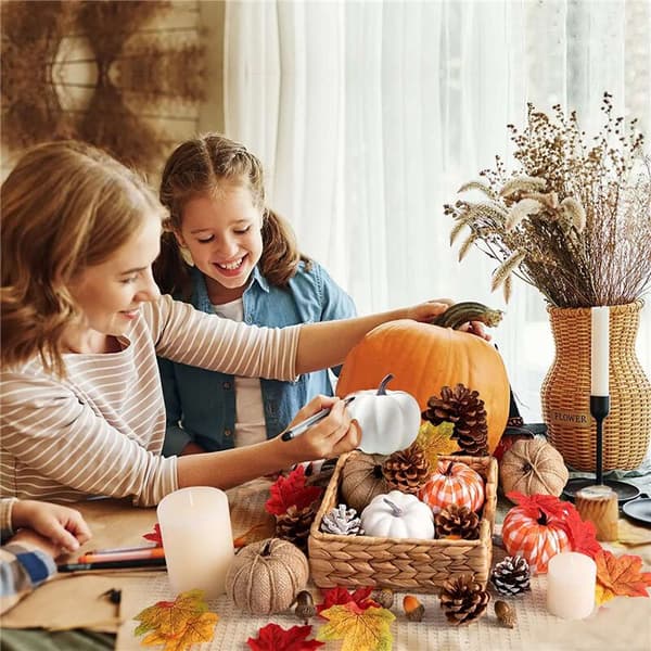 12 stk. assorterede kunstige græskar til gårdhøst, græskar til efterårsbryllup, Thanksgiving, Halloween-dekoration A