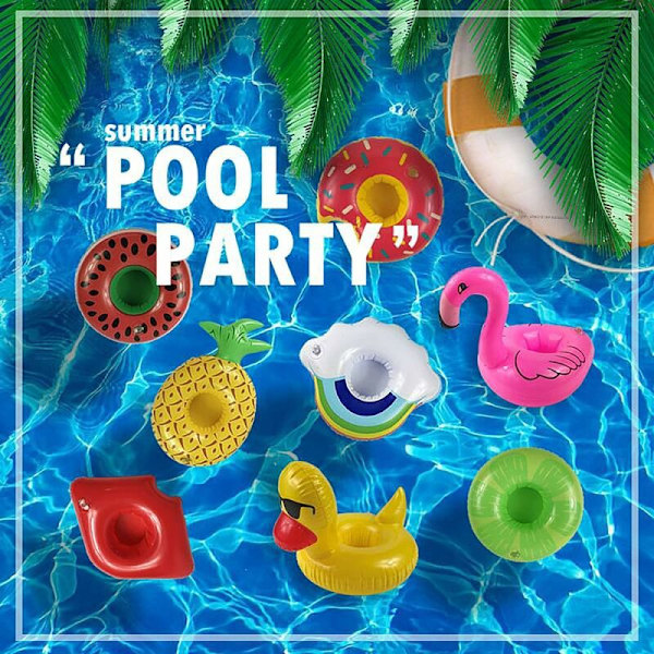 12-pack Uppblåsbara Mugghållare + 1 Uppblåsbar Nål + 1 Förvaringsväska, Uppblåsbara Dryckesunderlägg Dryckesflottar för Barnleksaker och Poolparty (12-pack)