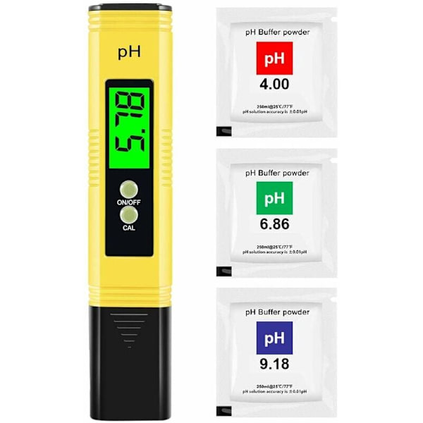 Digital pH-måler pH-tester, Profesjonell pH-penn, Høy nøyaktighet 0,01 pH, Måleområde 0-14 pH, Vann pH-tester Ideell for hjemmebruk, svømmebasseng