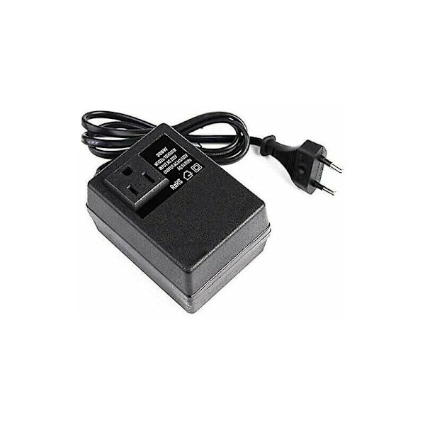Muuntaja 220V - 110V, 200W, euroliittimellä, alennettuun jännitteeseen.