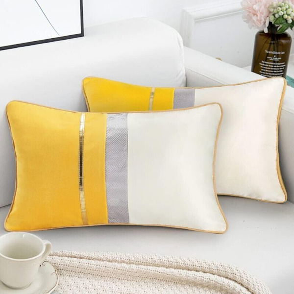 Moderne rektangulære putetrekk dekorative ensfargede lange putevar for sofa benk soverom bilstol gul 30x50cm--
