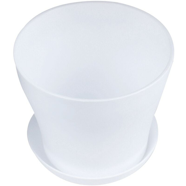 Plastik Plante Blomsterkrukke Plantekasse med Underskal Bakke Rund Blank Hjem Have Dekoration, Premium Gauge Hvid -, 14cm/5.51inch