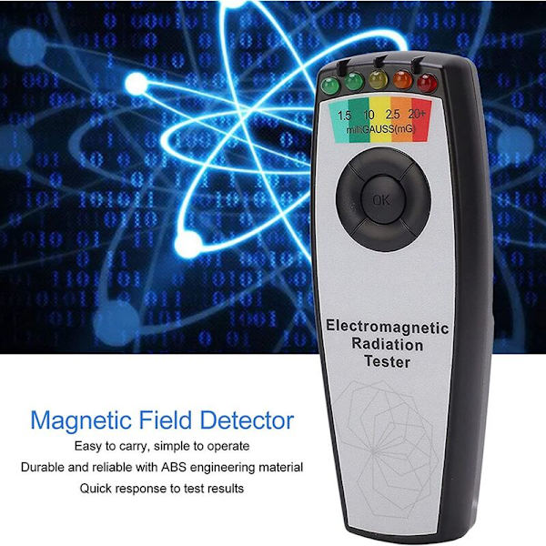 Magnetisk fältdetektorutrustning LED elektromagnetisk strålning EMF-mätare bärbar fem detekteringsindikatorer