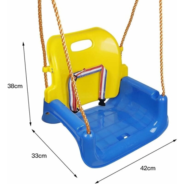 Keinun vauvoille, 3-in-1 lasten keinu, vauvan keinutuoli selkänojalla ja turvavyöllä, 6 kuukaudesta 6 vuoteen, keinusarja sisä- ja ulkokäyttöön (