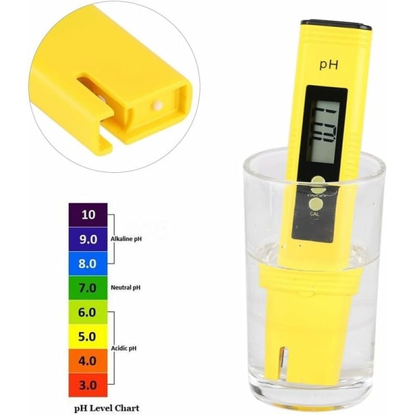 PH Meter Pen med digital LCD-skærm 0,00-14,00 Måleområde 0,01 pH til akvarium, svømmebassinvand