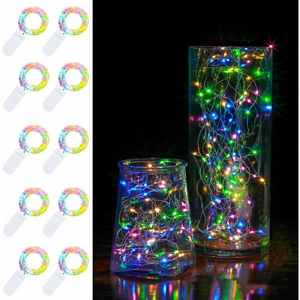 10-pack 2m Fairy Lights 20 LED Batteridrivna Vattentäta Koppartrådsstjärnsträngar för DIY Julbröllop Festdekoration (Flera