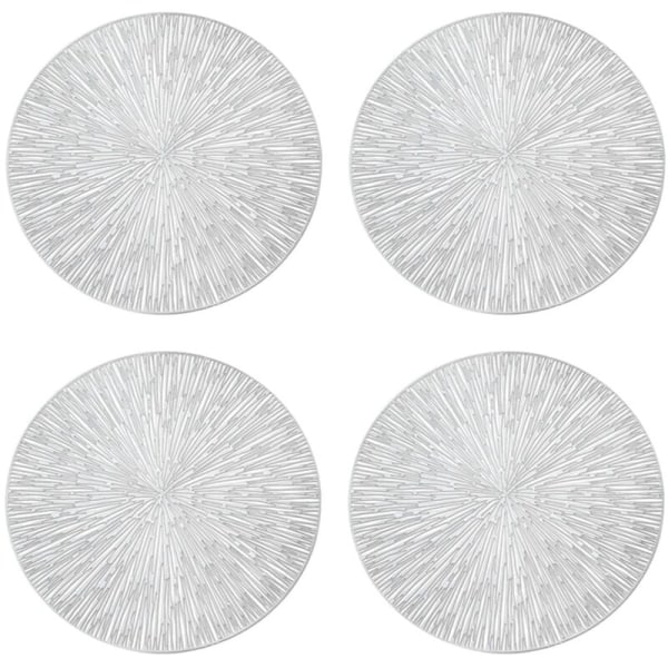 4 st runda placemats restaurang ihålig PVC måltid dekoration anti-het mat matbord linje mat biff tallrik pad silver