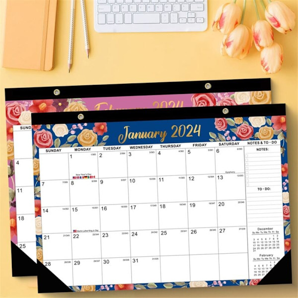 2024-2025 Väggplanerare 17 Tum X 12 Tum, Stor Väggkalender, Skrivbordskalender, 18 Månaders Skrivbord/Väggkalender Combo